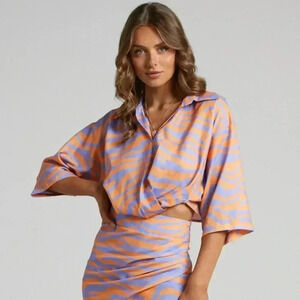 NWT 8 Birdies Clarrie Crop Top Purple/Orange Sz S